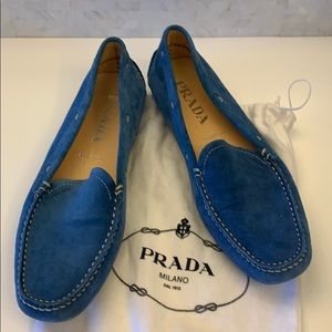 Prada Blue Suede Loafers size 38.5